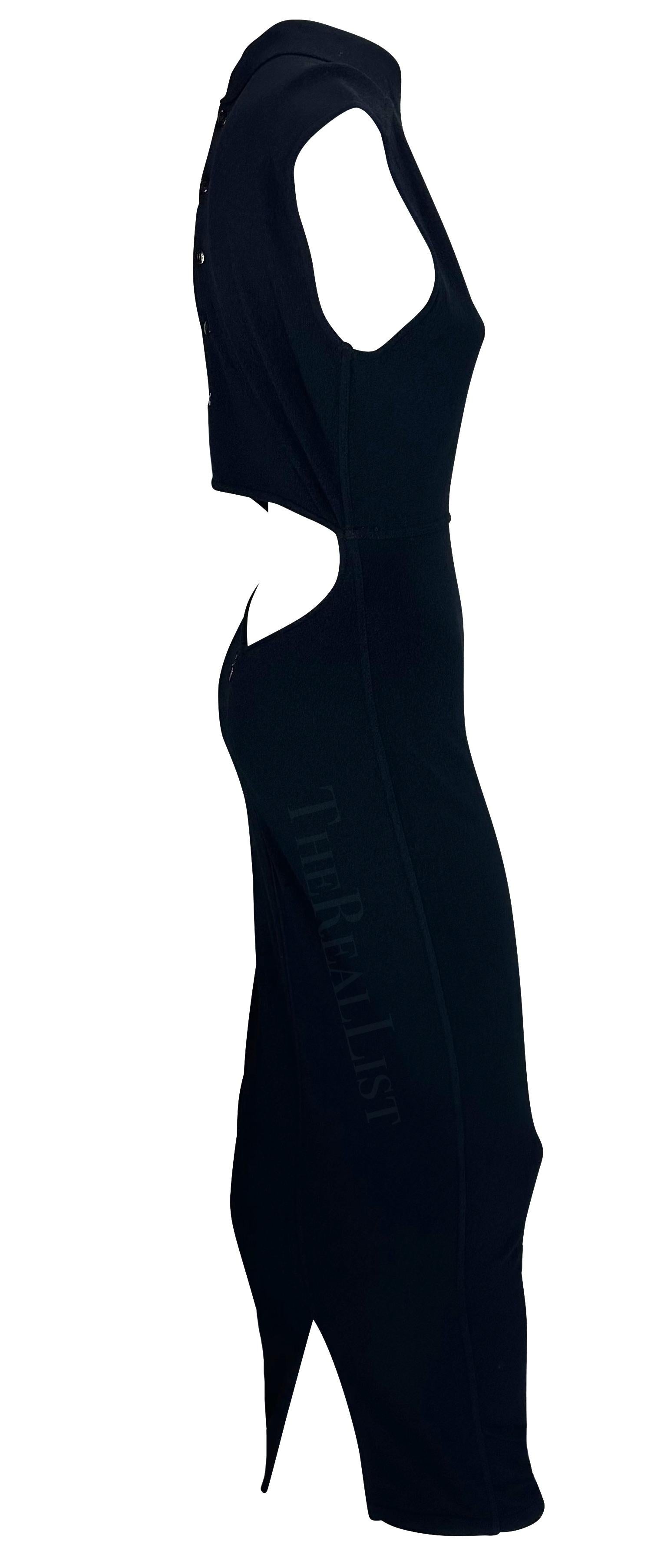 Women's S/S 1989 Azzedine Alaïa Runway Black Cutout Collar Knit Bodycon Stretch Dress For Sale
