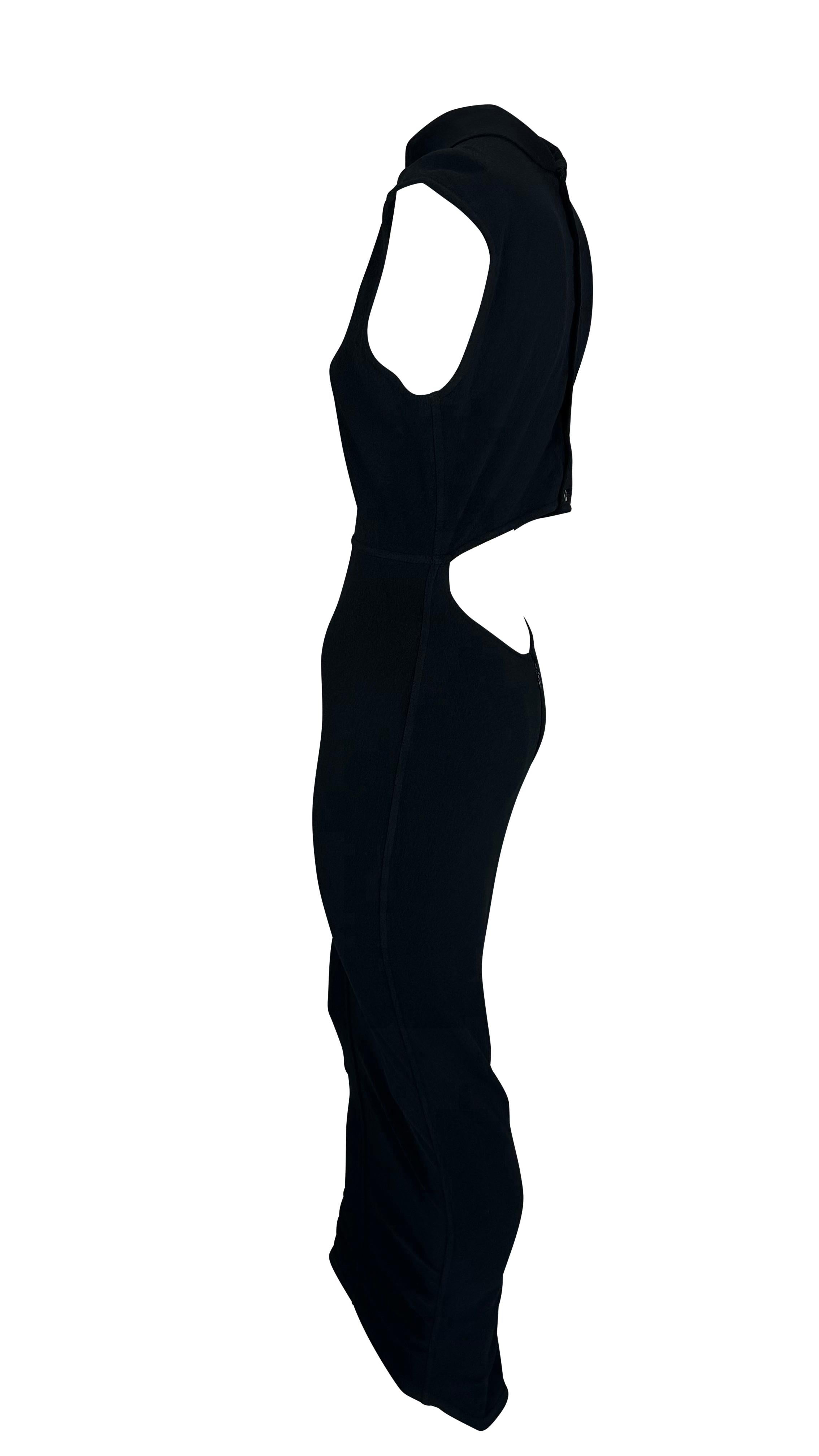 S/S 1989 Azzedine Alaïa Runway Black Cutout Collar Knit Bodycon Stretch Dress For Sale 2