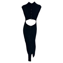 S/S 1989 Azzedine Alaïa Runway Black Cutout Collar Knit Bodycon Stretch Dress