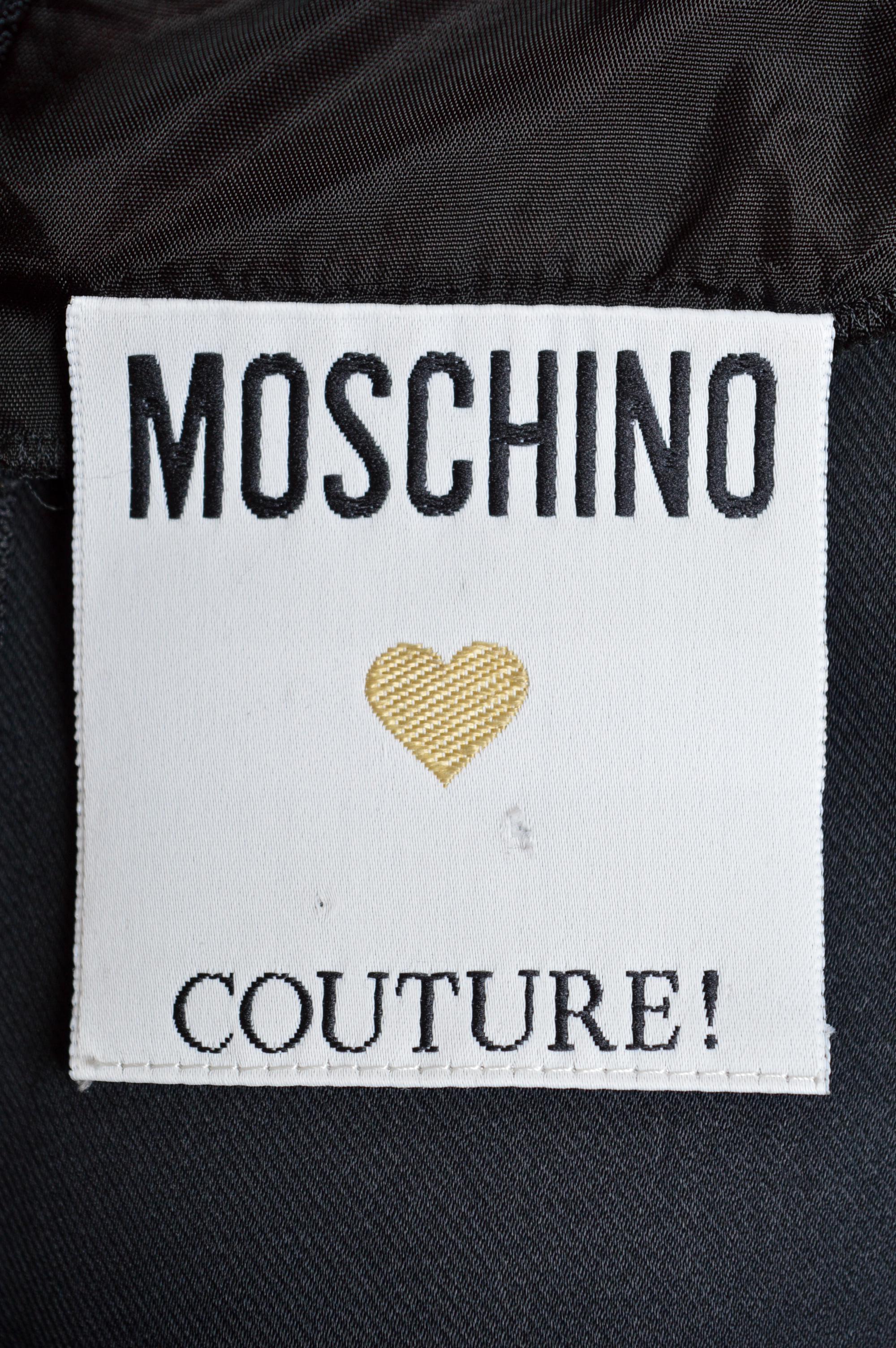 S/S 1989 MOSCHINO Couture Black Sleeveless Blouse Gold Embroidered Top For Sale 5