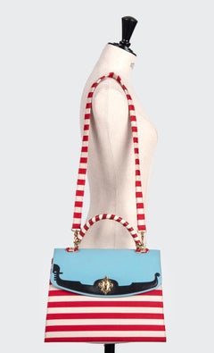 MOSCHINO COUTURE "I Love Venice" Blue Red White Top Handle Bag & Strap, 1990s