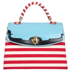 MOSCHINO COUTURE "I Love Venice" Blau Rot Weiß Top Handle Tasche & Riemen:: 1990er Jahre