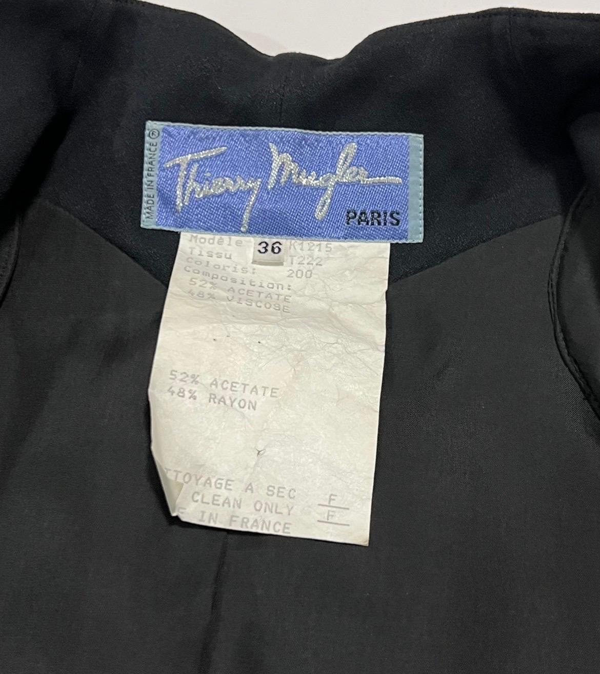 S/S 1989 Thierry Mugler Runway Sculptural Black Pointed Cutout Jacket  en vente 8