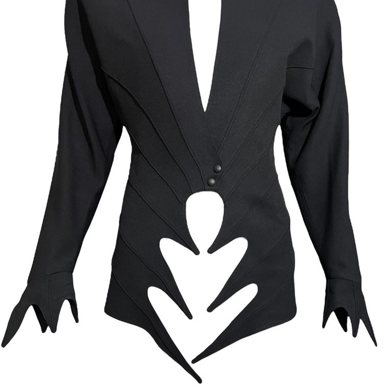 S/S 1989 Thierry Mugler Runway Sculptural Black Pointed Cutout 