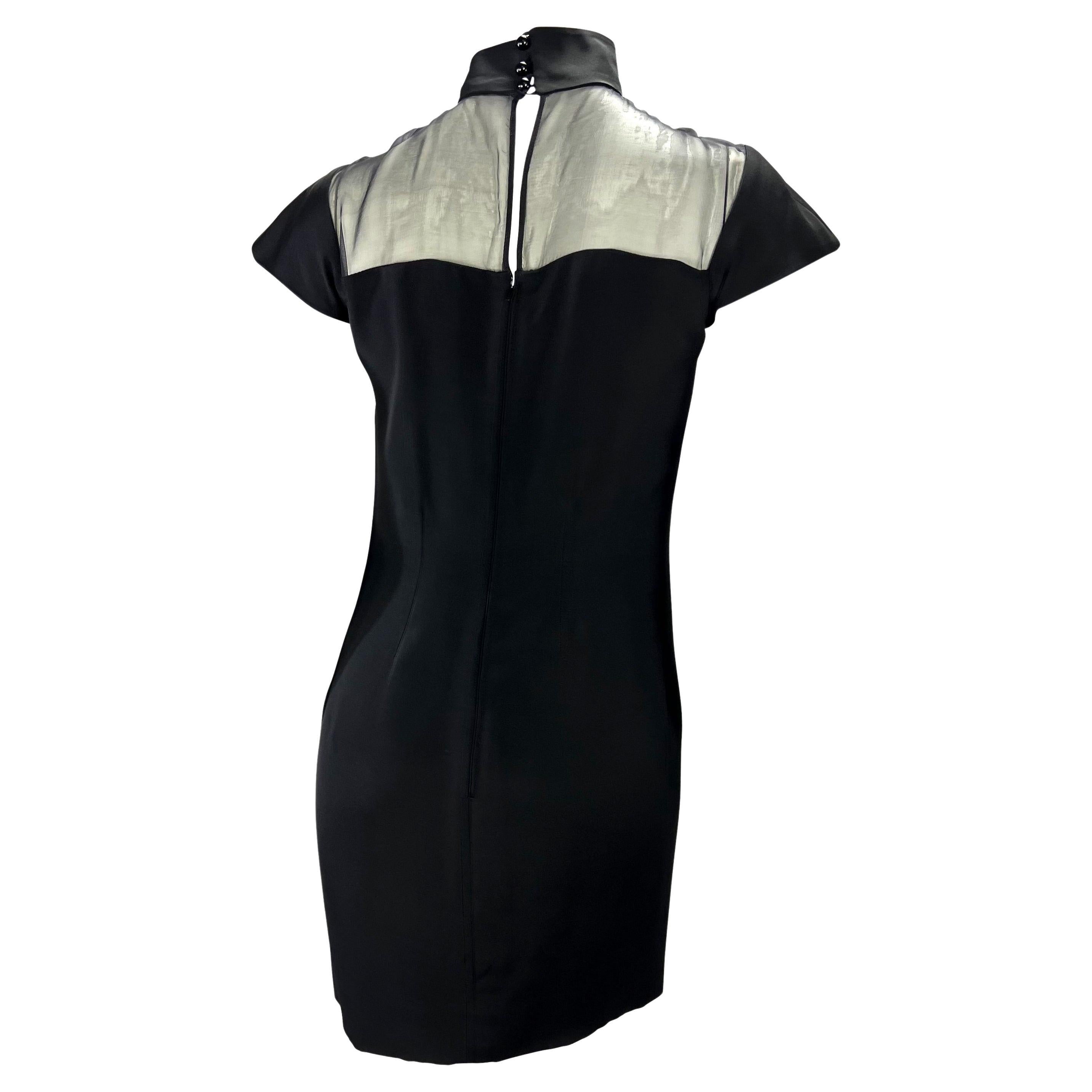 S/S 1989 Valentino Garavani Ad Campaign Black Sheer Panel Bodycon Cocktail Dress In Good Condition For Sale In West Hollywood, CA