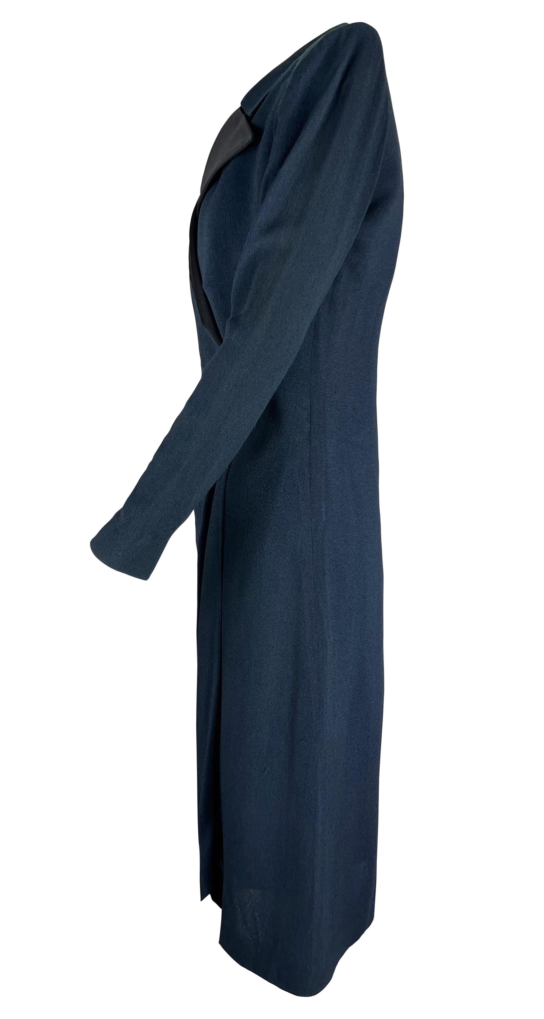 Women's S/S 1989 Yves Saint Laurent Runway Navy Blue Le Smoking Tuxedo Wrap Dress For Sale