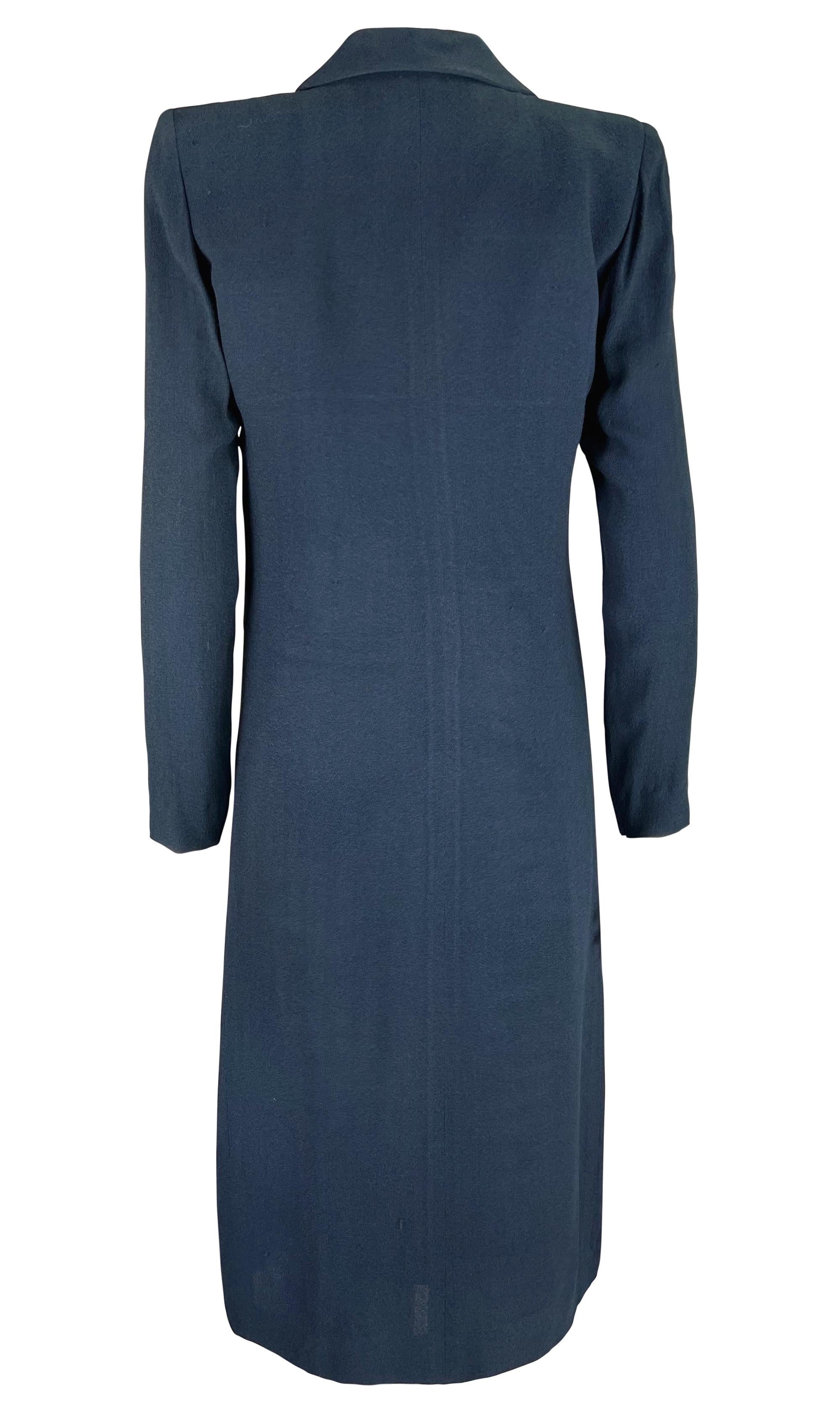 S/S 1989 Yves Saint Laurent Runway Navy Blue Le Smoking Tuxedo Wrap Dress For Sale 1
