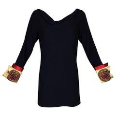 S/S 1990 Atelier Versace Runway by Gianni Navy Blue Embellished Tunic Mini Dress