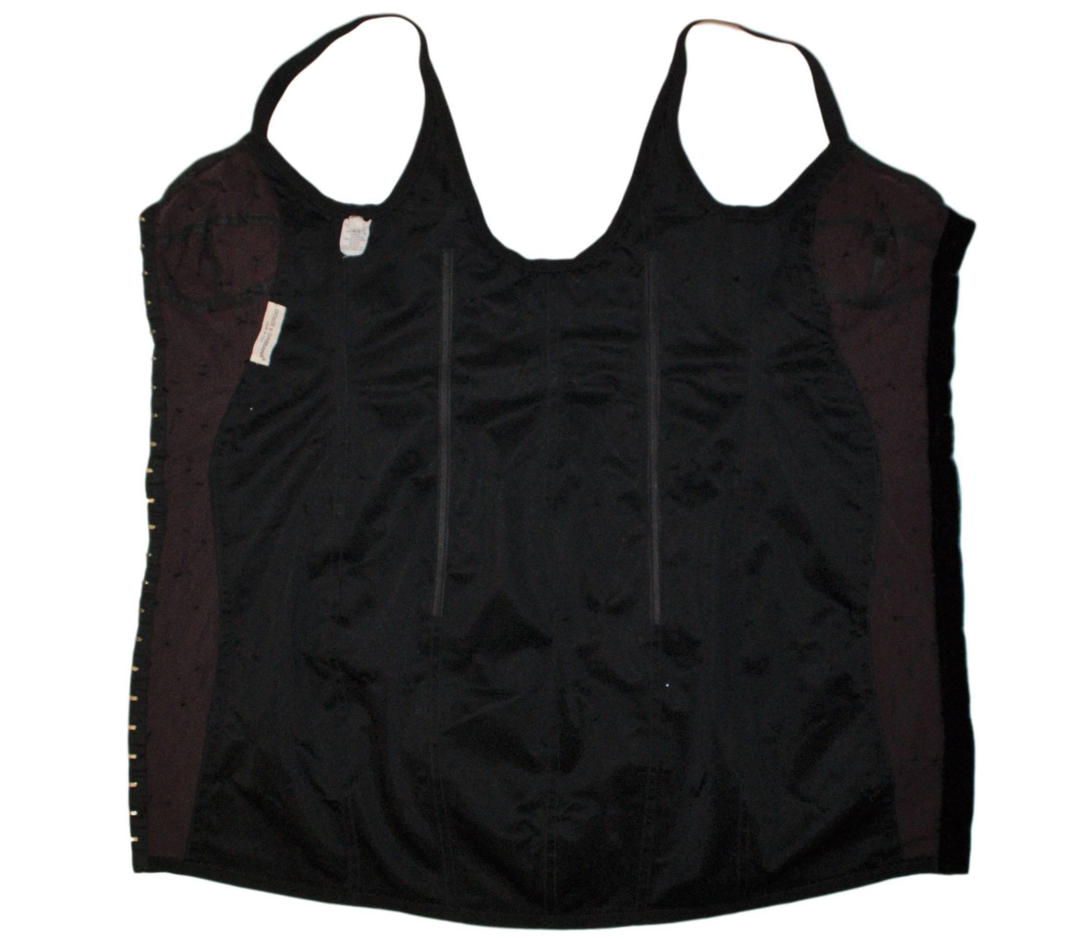 S/S 1990 Dolce & Gabbana Schwarzes Bandage-Minikleid mit Perlenkorsett und Bustier 2