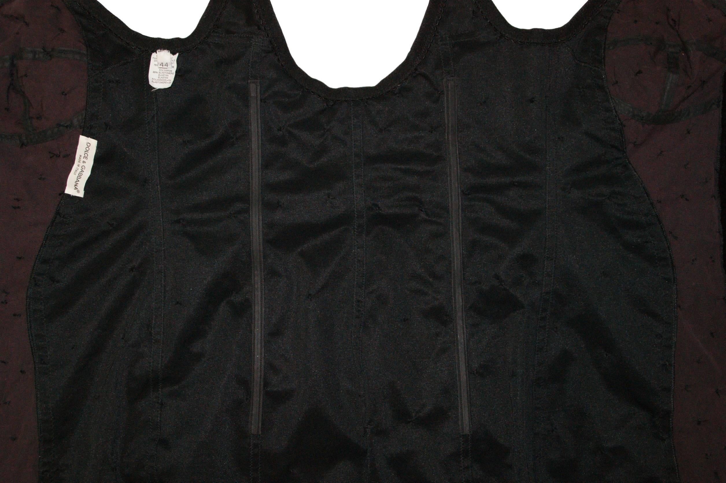 S/S 1990 Dolce & Gabbana Beaded Corset Bustier Black Bandage Mini Dress 2