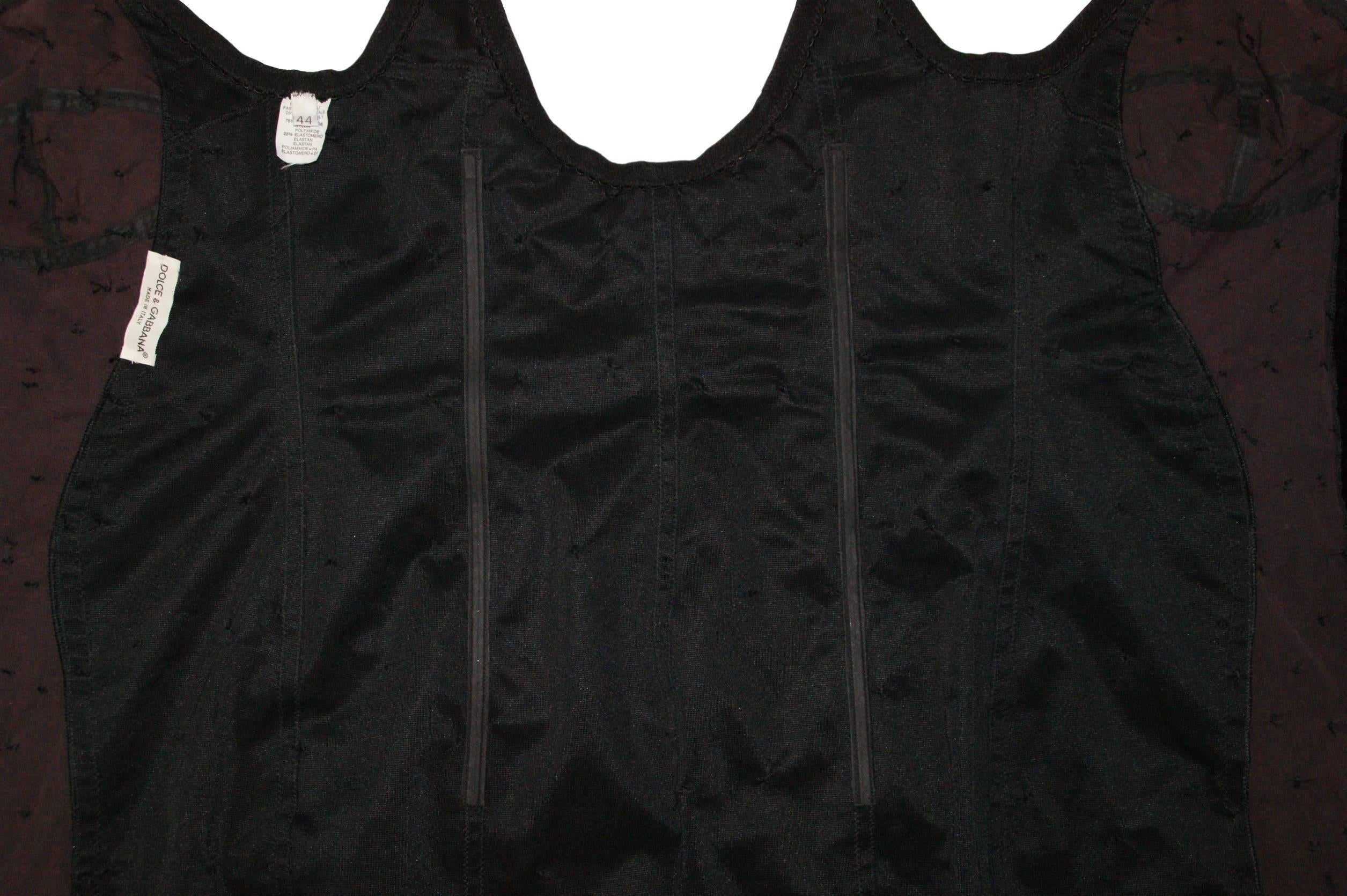 S/S 1990 Dolce & Gabbana Schwarzes Bandage-Minikleid mit Perlenkorsett und Bustier 3