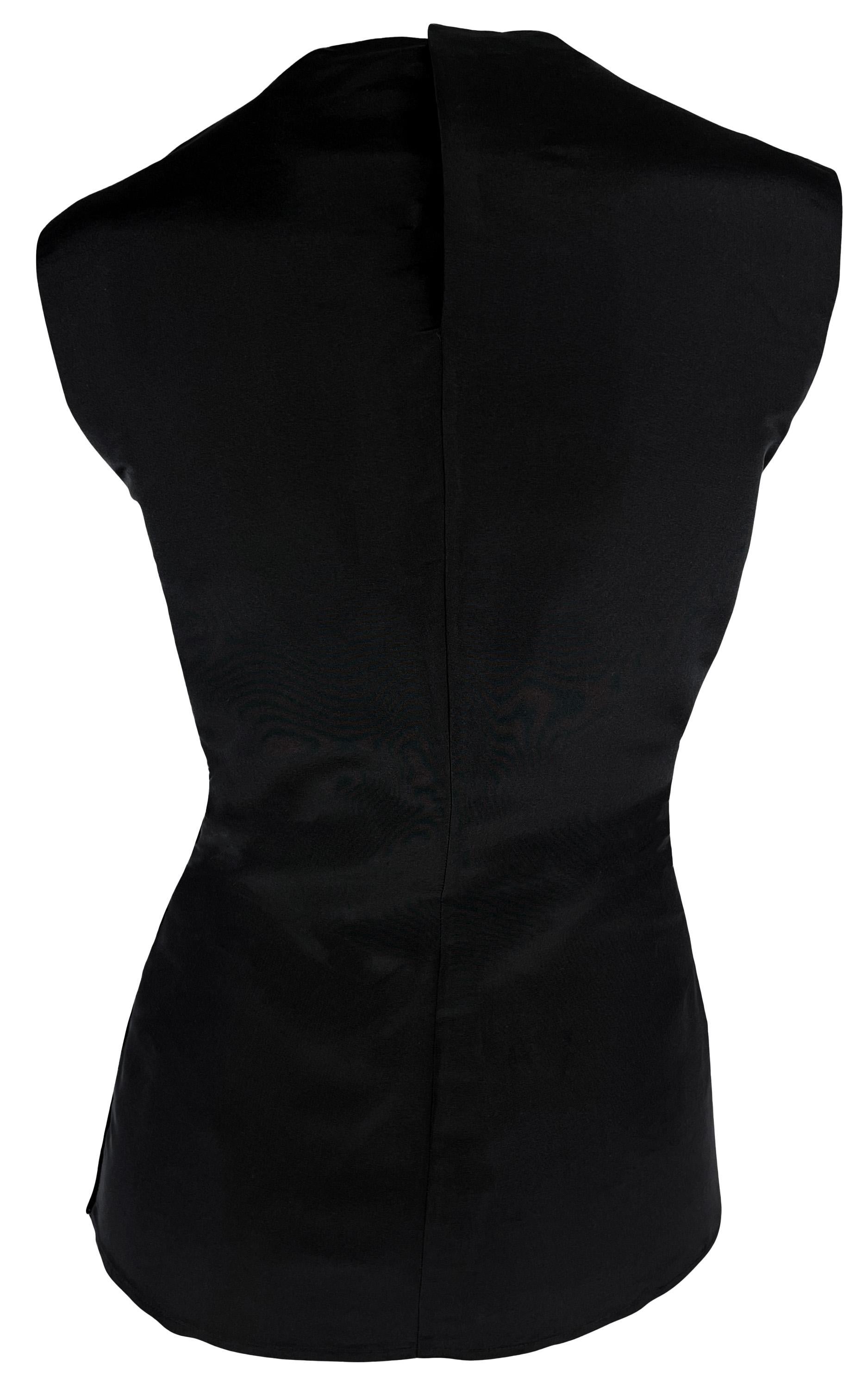 Women's S/S 1990 Gianni Versace Black Silk Taffeta Tailored Fit Sleeveless Top For Sale