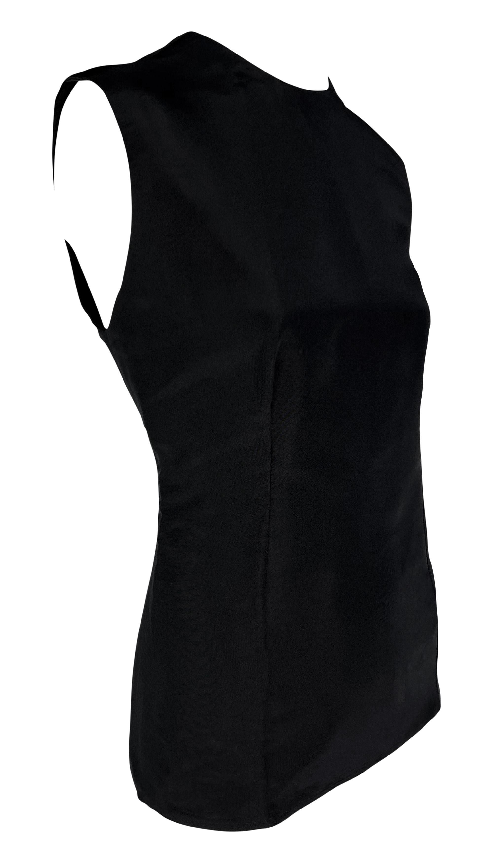 S/S 1990 Gianni Versace Black Silk Taffeta Tailored Fit Sleeveless Top For Sale 1
