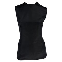 Vintage S/S 1990 Gianni Versace Black Silk Taffeta Tailored Fit Sleeveless Top