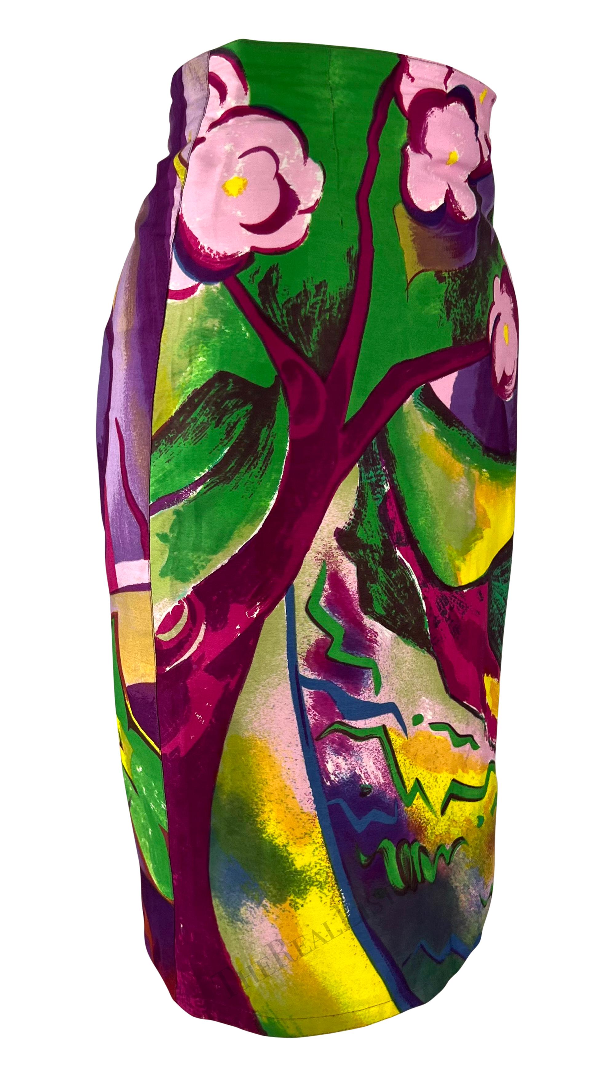 S/S 1990 Gianni Versace Bleistiftrock mit abstraktem Blumendruck im Angebot 1