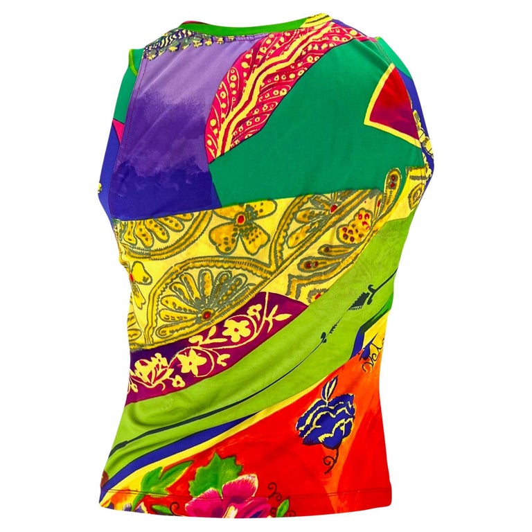S/S 1990 Gianni Versace Multicolor Sleeveless Stretch Swim Top  In Excellent Condition For Sale In Philadelphia, PA