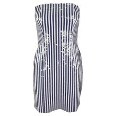 S.S. 1990 Michael Kors - Mini abito senza spalline con paillettes blu e bianche - in passerella