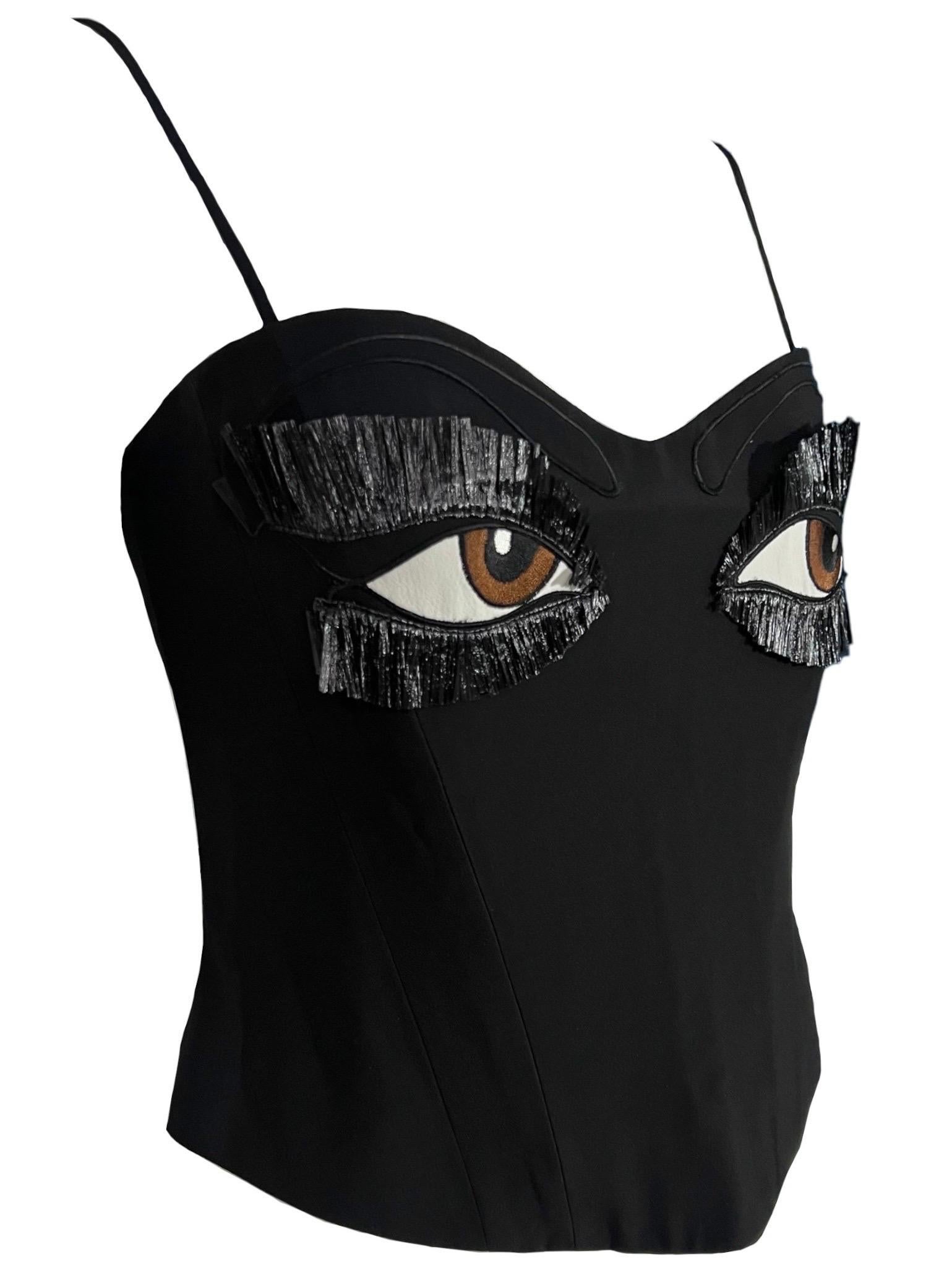 Women's S/S 1990 Moschino Couture Vintage Eyes Bustier Corset Top