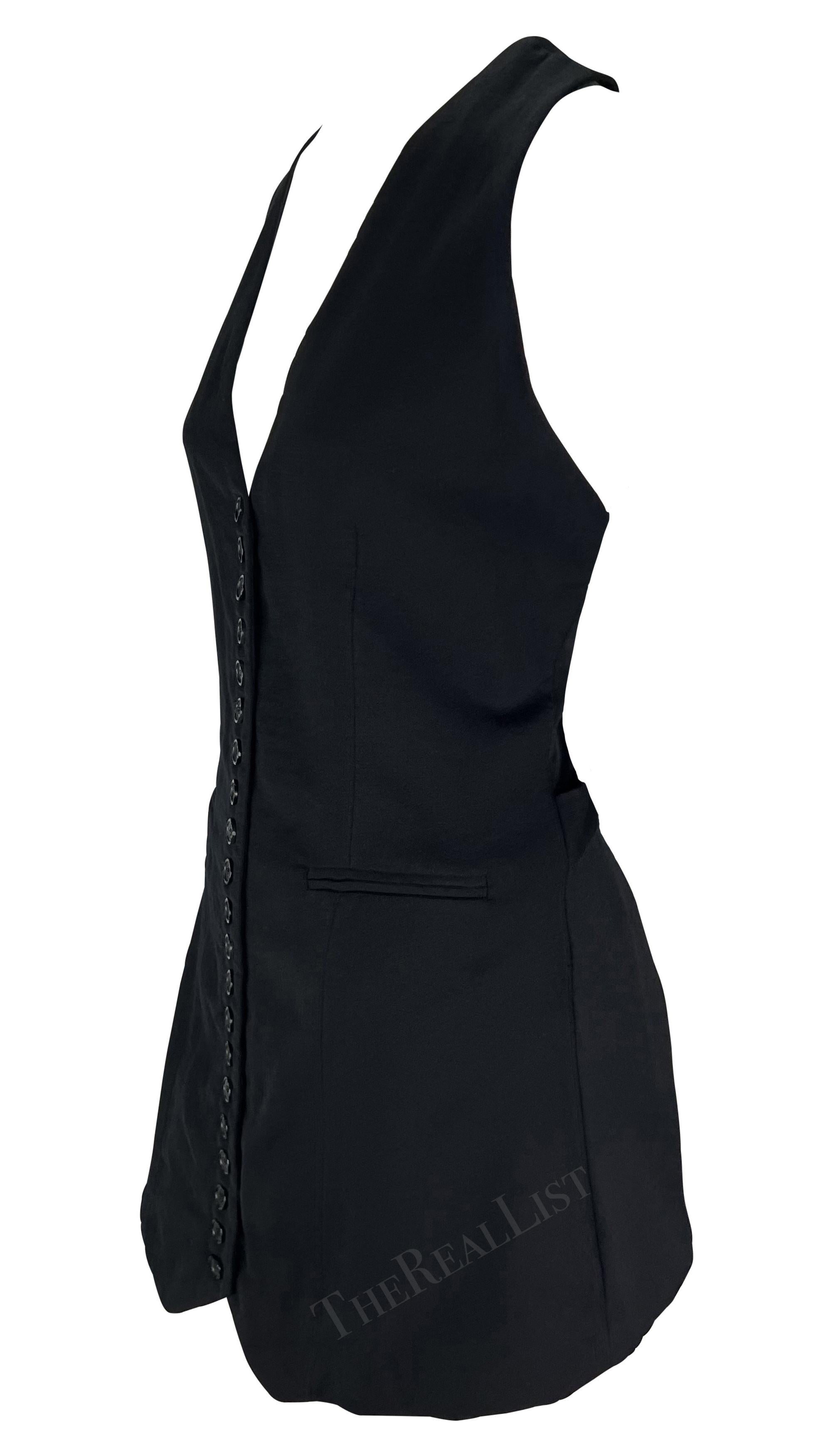 S/S 1990 Norma Kamali Runway Button Down Vest Style Mini Dress In Excellent Condition In West Hollywood, CA