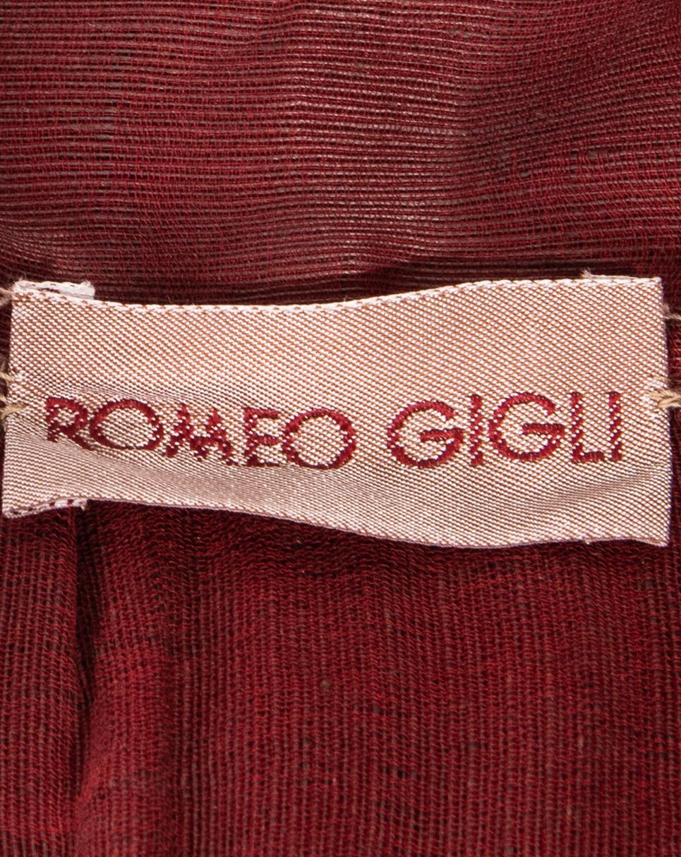 S/S 1990 Romeo Gigli Burgundy Tiered Midi Skirt 2