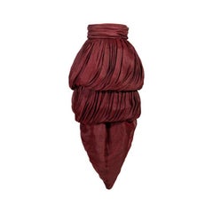 S/S 1990 Romeo Gigli S/S Burgundy Tiered Midi Skirt