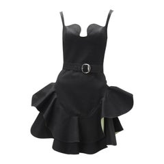 S/S 1990 Thierry Mugler Schwarzes und grünes skulpturales Kleid