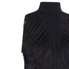 S/S 1990 Thierry Mugler Black Draped Fringe Sleeveless Top