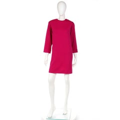 S/S 1990 Vintage Yves Saint Laurent Magenta Pink Wool Shift Dress