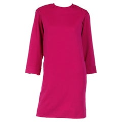 S/S 1990 Vintage Yves Saint Laurent Magenta Pink Wool Shift Dress