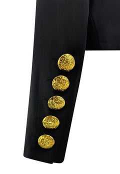 S/S 1990 Yves Saint Laurent Gekürzter Bolero Übergroße Jacke mit goldenen Knöpfen
