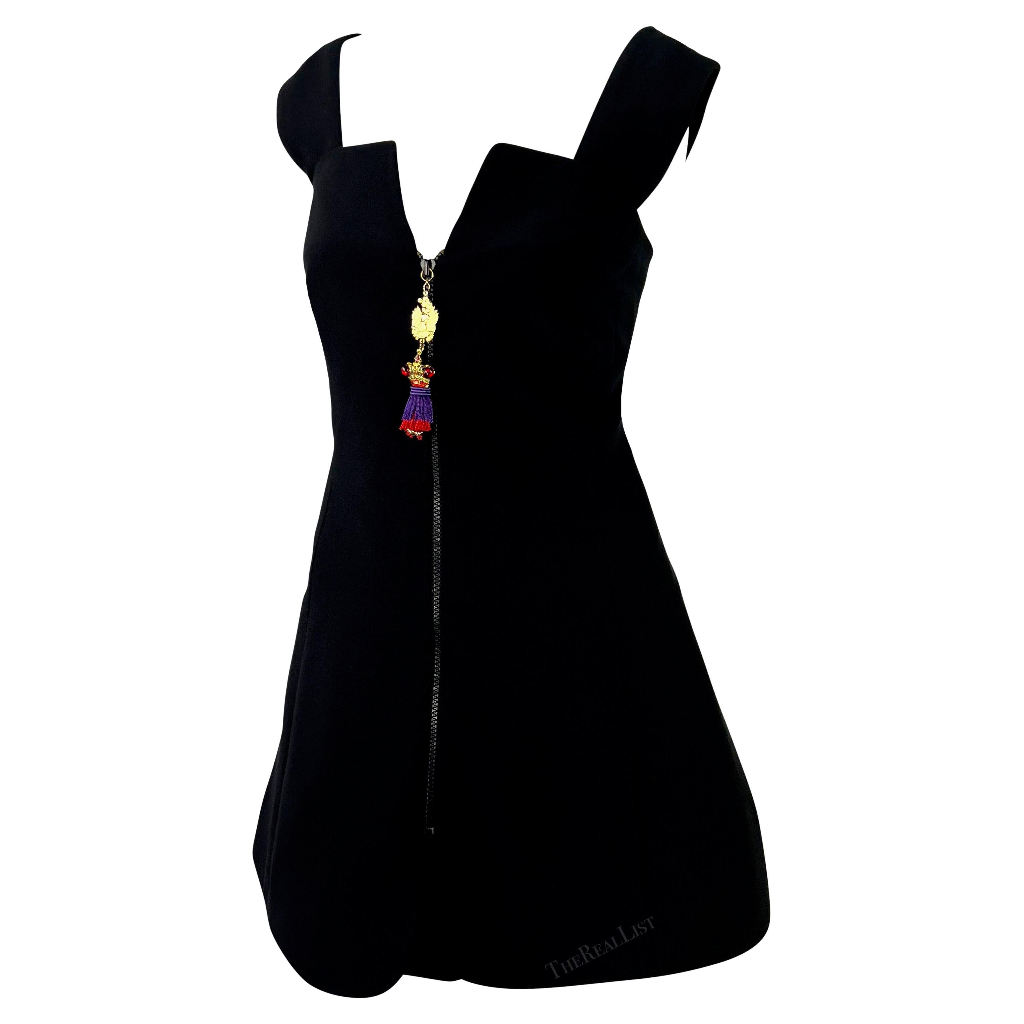 S/S 1991 Atelier Versace Haute Couture Runway Mini Dress Rhinestone Tassel Set For Sale 1