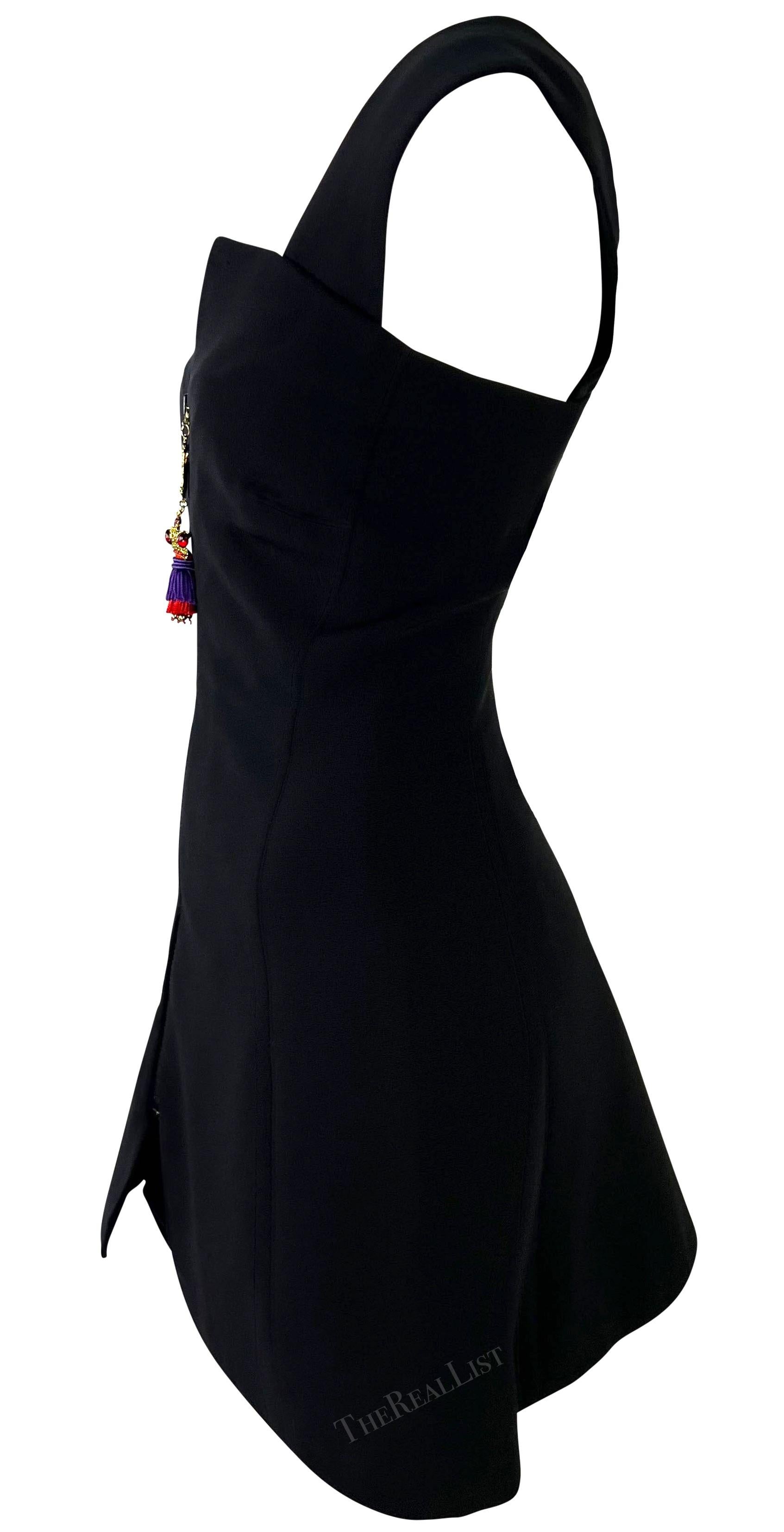 S/S 1991 Atelier Versace Haute Couture Runway Mini Dress Rhinestone Tassel Set For Sale 3