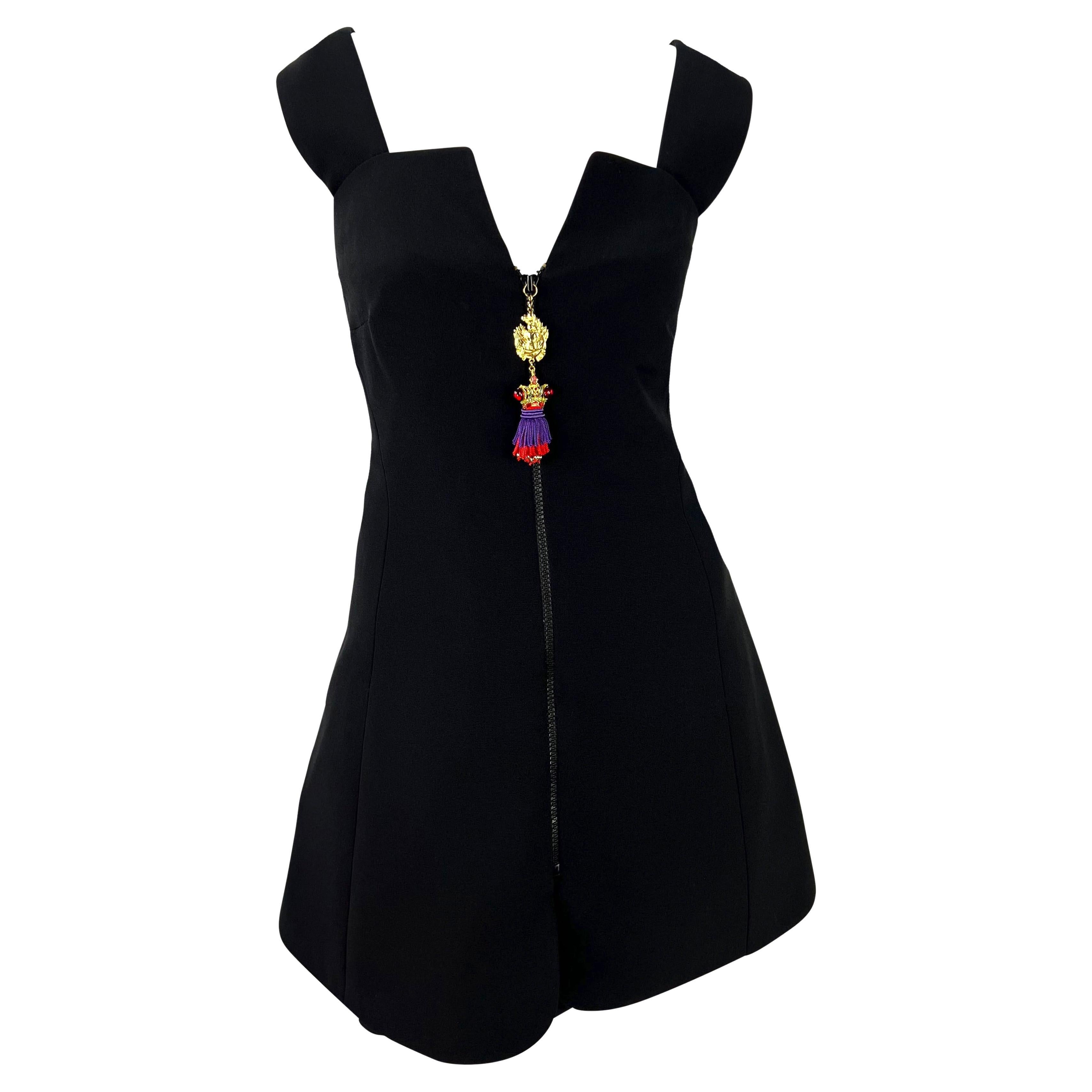 S/S 1991 Atelier Versace Haute Couture Runway Mini Dress Rhinestone Tassel Set For Sale