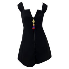 S/S 1991 Atelier Versace Haute Couture Runway Mini Dress avec pompons en strass