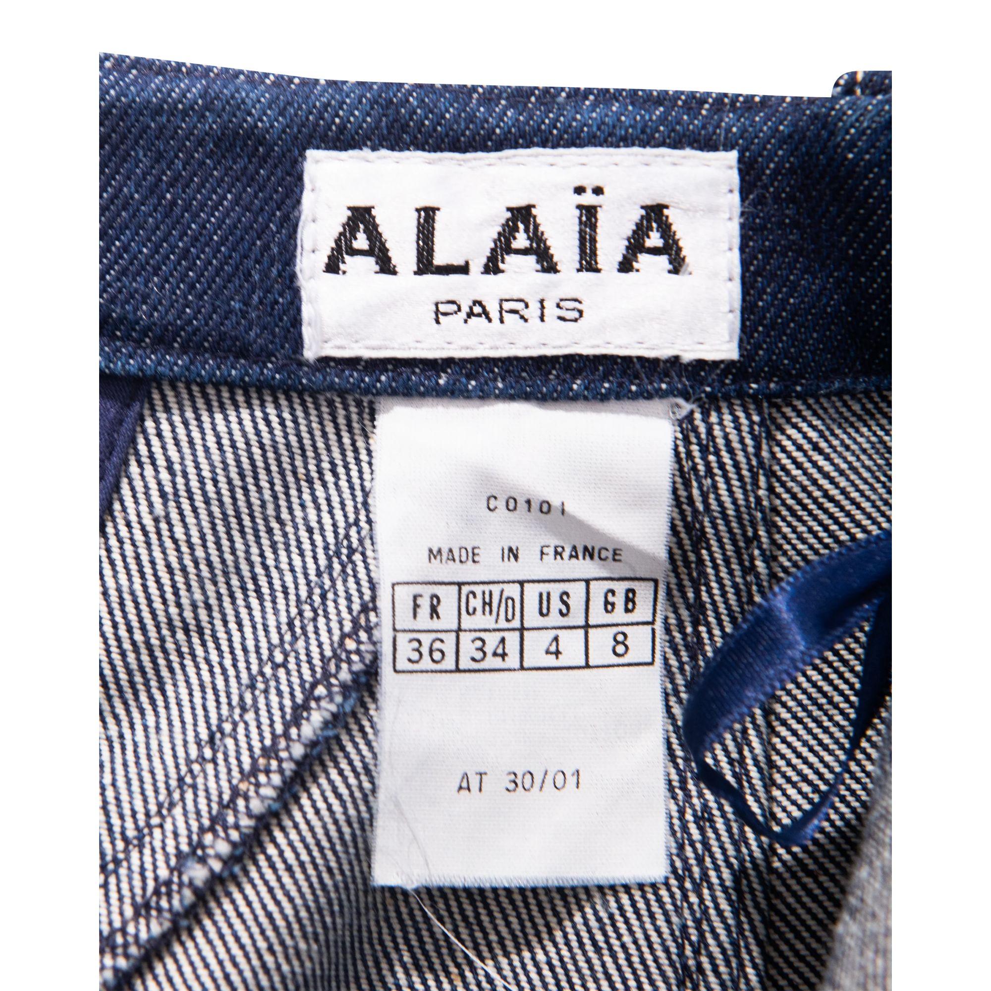 S/S 1991 Azzedine Alaïa Denim Skirt Set with Lace-Up Details at 1stDibs
