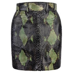 S/S 1991 Azzedine Alaïa Runway Genuine Python Leather Green Belted Mini Skirt