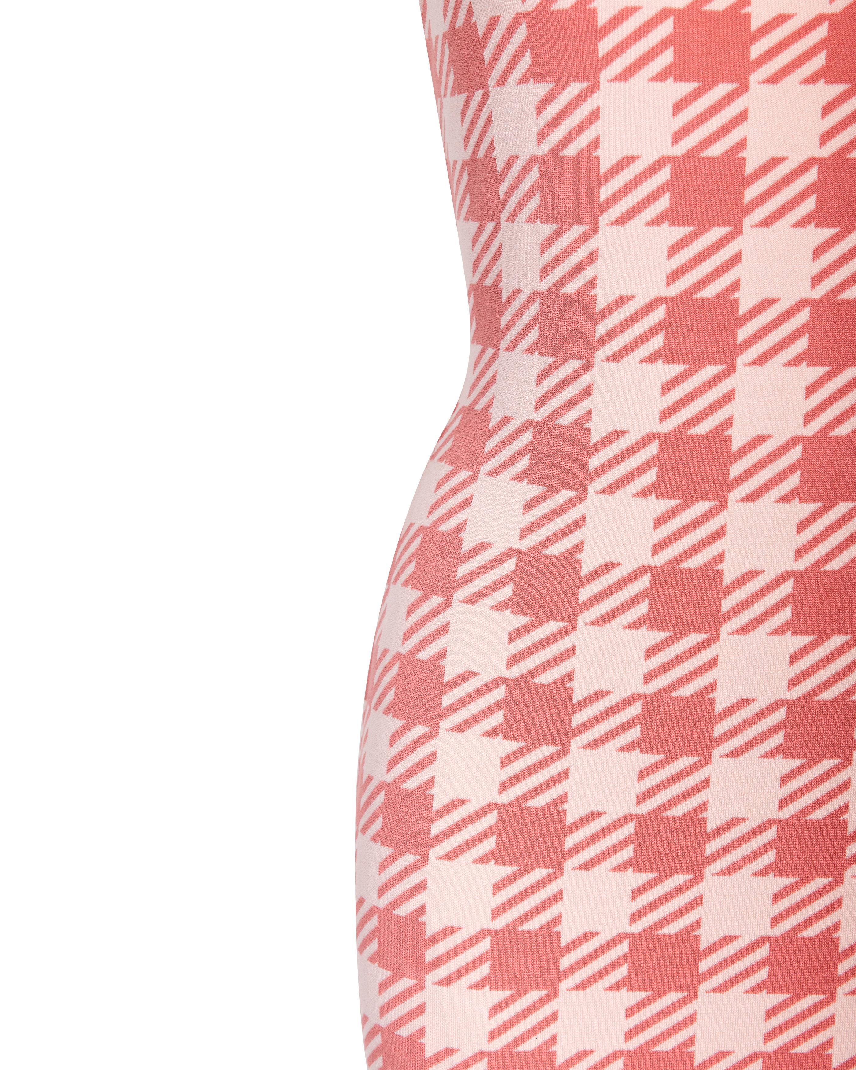 S/S 1991 Azzedine Alaïa ‘Tati’ Houndstooth Peach Mini Dress In Excellent Condition In North Hollywood, CA