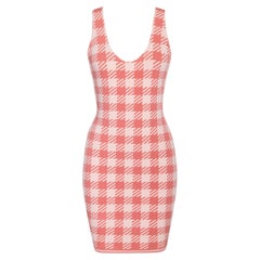 S/S 1991 Azzedine Alaïa ‘Tati’ Houndstooth Peach Mini Dress