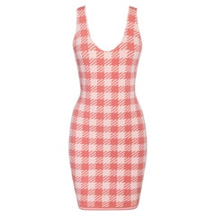 Retro S/S 1991 Azzedine Alaïa ‘Tati’ Houndstooth Peach Mini Dress