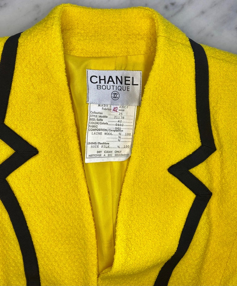 S/S 1991 Chanel by Karl Lagerfeld Canary Yellow Skirt Suit Documented ...