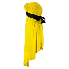 S/S 1991 Chanel by Karl Lagerfeld Runway Ad Yellow Strapless Asymmetric Dress