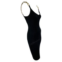S/S 1991 Dolce & Gabbana Black Bodycon Gold Chain Strap Mini Dress