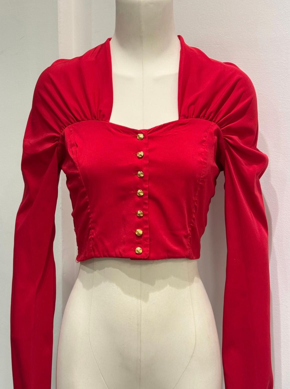 Beige S/S 1991 Dolce & Gabbana pin-up corseted crop top with elongated sleeves in vendita