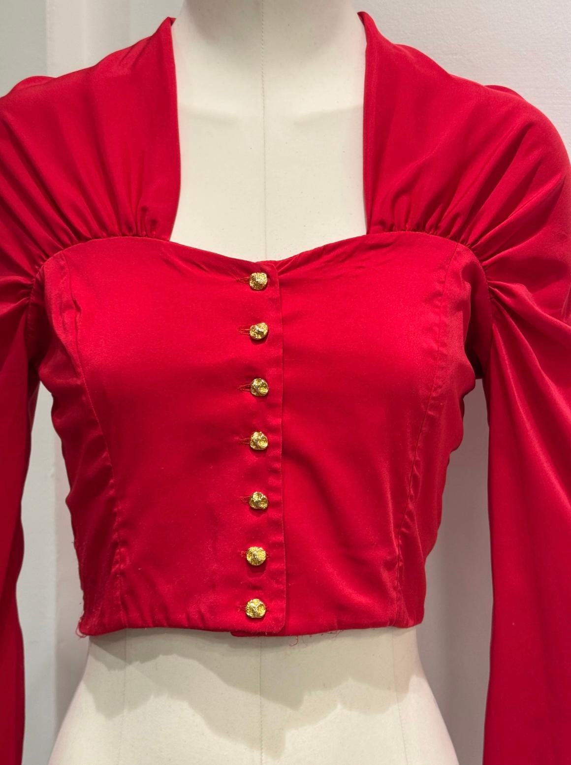 S/S 1991 Dolce & Gabbana pin-up corseted crop top with elongated sleeves in vendita 4