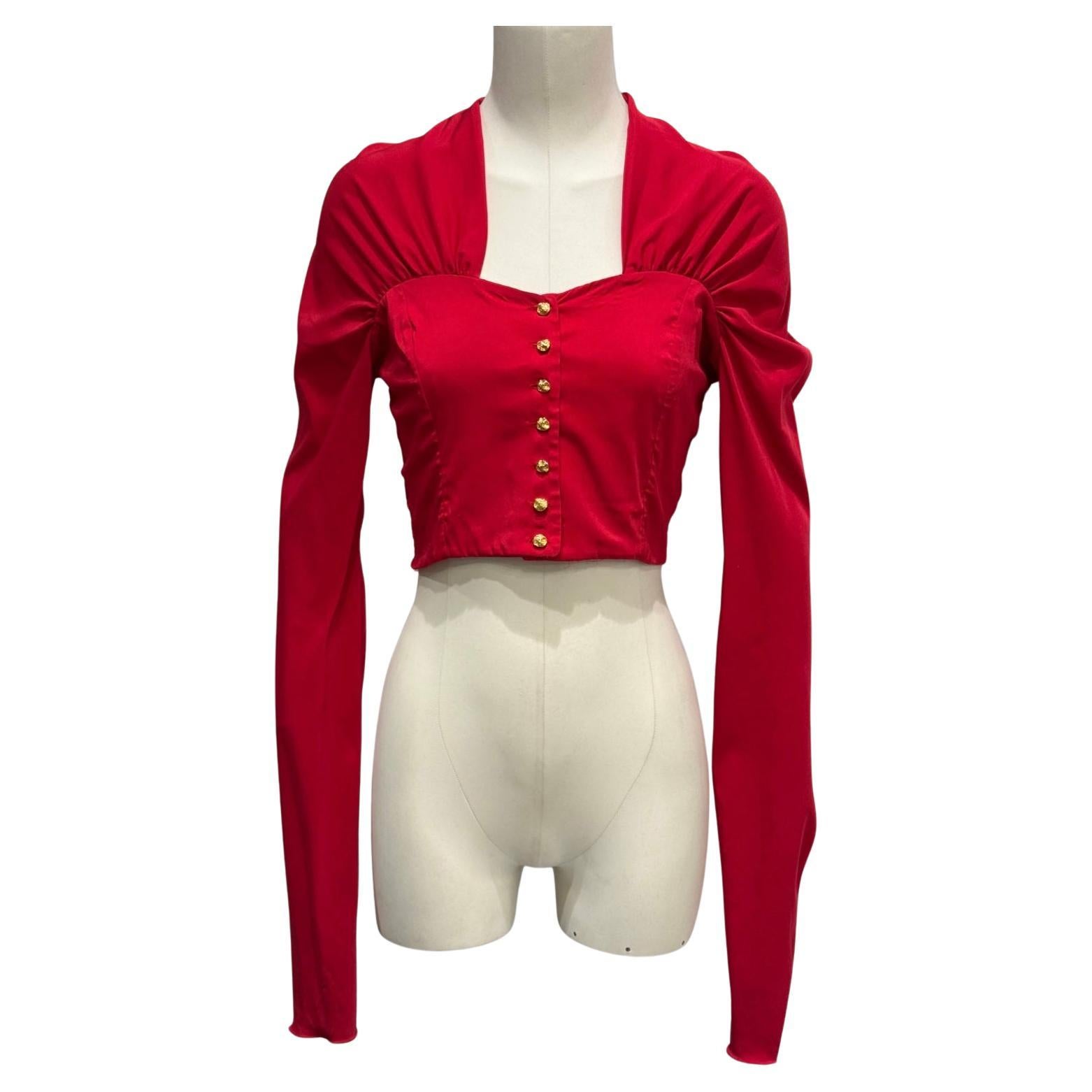 S/S 1991 Dolce & Gabbana pin-up corseted crop top with elongated sleeves in vendita