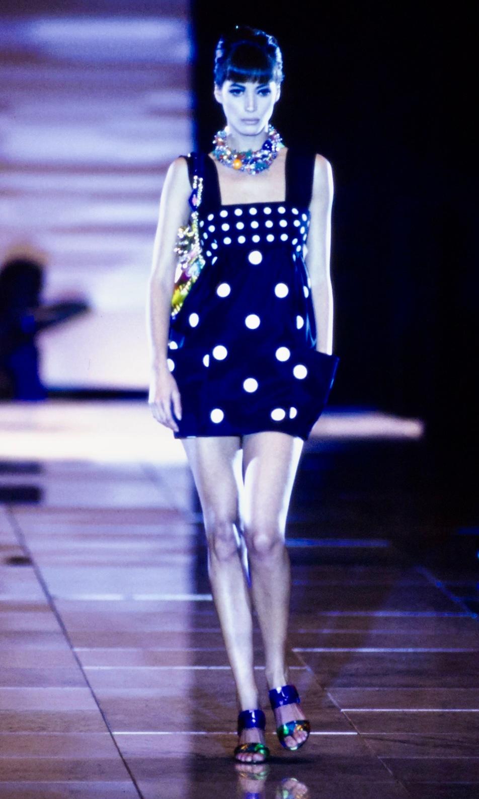 S/S 1991 Gianni Versace Couture Runway Ad Polka Dot Sleeveless Pocket Dress 4
