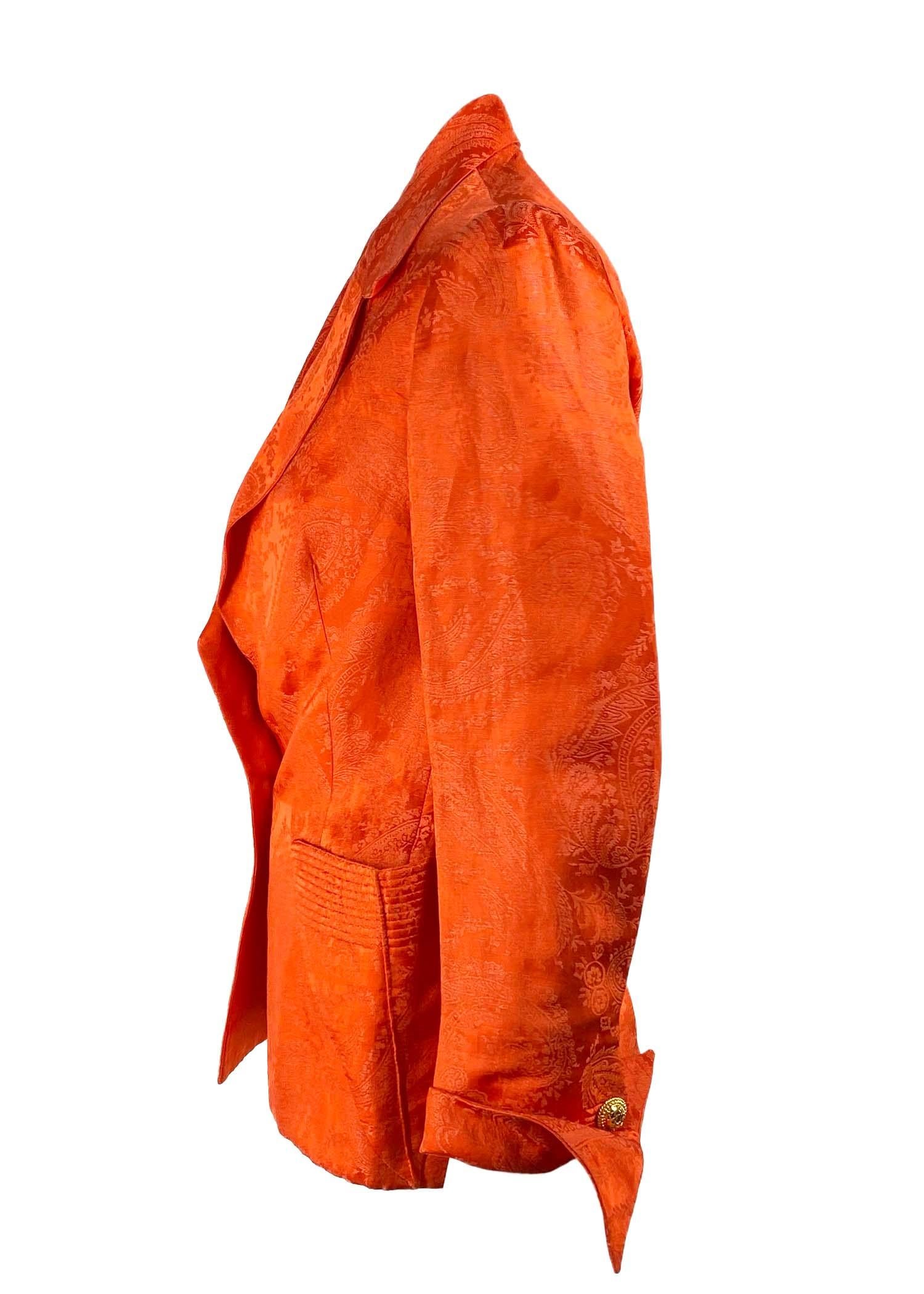 orange silk blazer