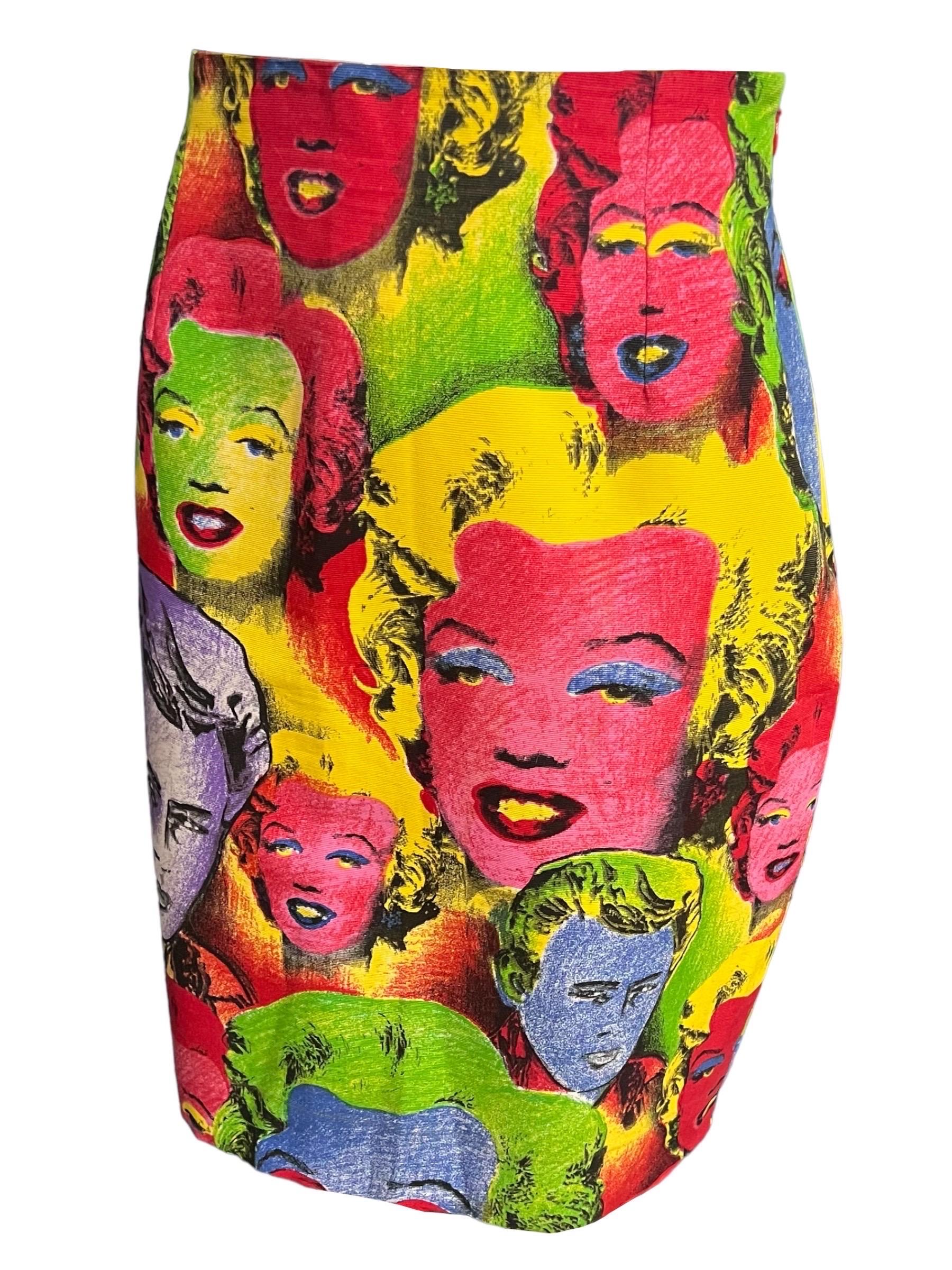 S/S 1991 Gianni Versace Marilyn Monroe James Dean Warhol Printed Skirt For Sale 1