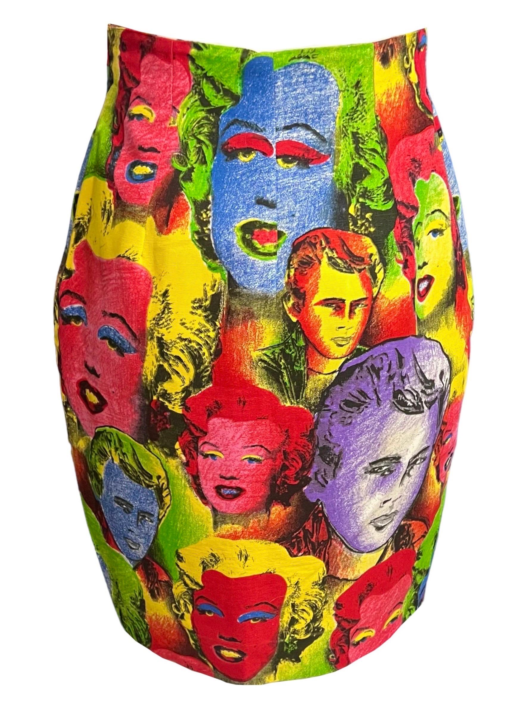S/S 1991 Gianni Versace Marilyn Monroe James Dean Warhol Printed Skirt For Sale 2
