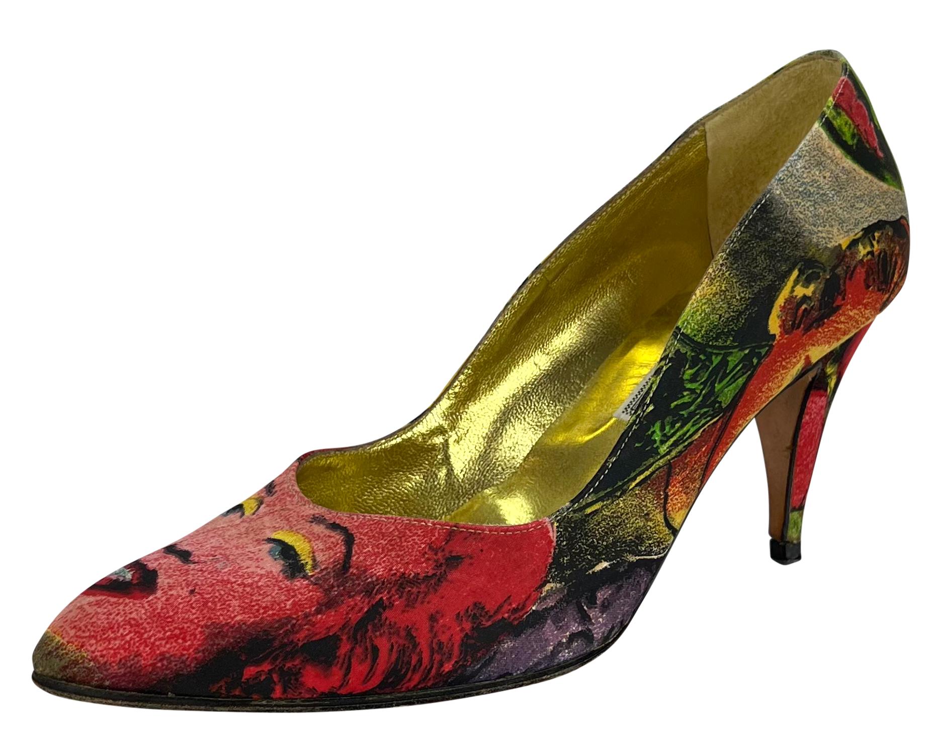 S/S 1991 Gianni Versace Marilyn Monroe Pop Art Warhol Print Escarpins IT38 Bon état - En vente à West Hollywood, CA